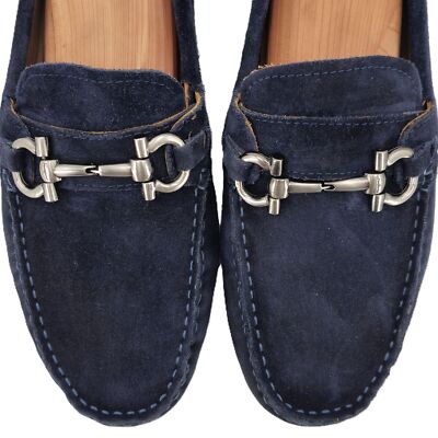 Salvatore Ferragamo Italy Parigi Gancini Men's 9 Blue Suede Dress