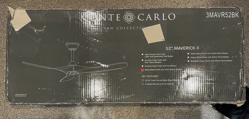 Monte Carlo Jovie 44'' Indoor/Outdoor Midnight Black Ceiling Fan  - Picture 3 of 3