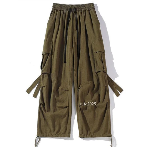 Mens Loose Wide Legs Overalls Casual Trousers Streets Baggy Cargo Pants Hip Hop - Bild 7 von 26