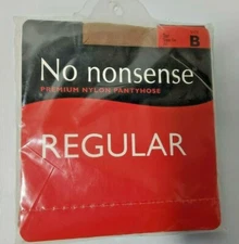 NO NONSENSE Nylon Pantyhose Regular Size B Tan Sheer Toe J63 NOS