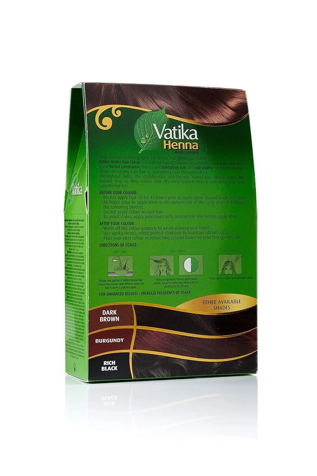 Cor de cabelo Dabur Henna - Tintura marrom natural, 18 saquetas X 10g [pacote com 3] - Imagem 2 de 2