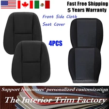 Driver&Passenger Bottom+Top Cloth Seat Cover For 2007-2014 Chevy Silverado Black