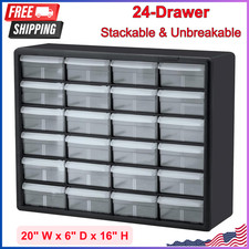 Akro-Mils 24-Drawer Plastic Storage Organizer Cabinet for Garage, 10124 Black
