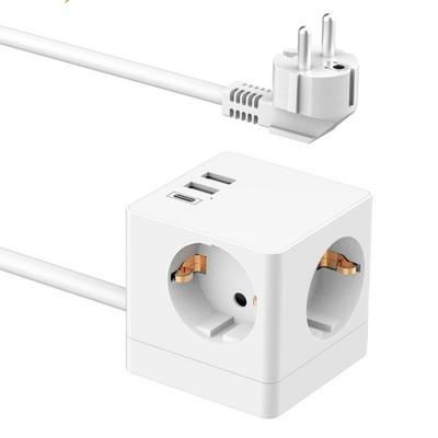 Accezz PowerCube Strip | 6-in-1 - 1x USB-C + 2x USB-A + 3x Steckdose - 4000 Watt