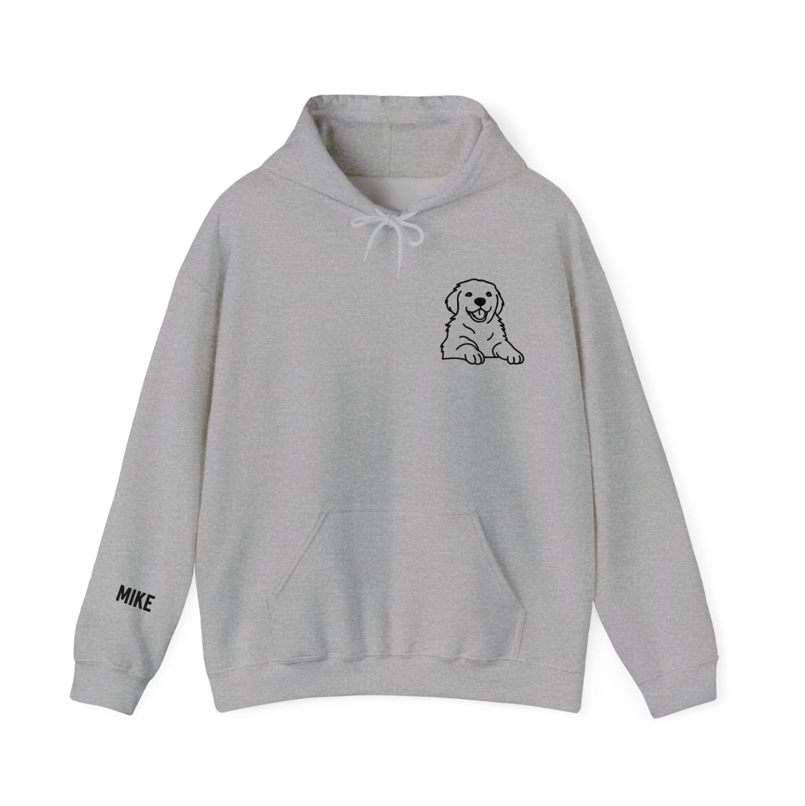 Personalised Pet Outline Hoodie � Custom Text Sleeve Embroidered Dog Cat Sketch