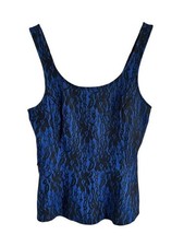 Express Blue and Black Lace Overlay Camisole