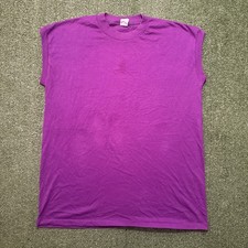 Vintage Healthknit Blank Muscle Tee Mens XL Purple Sleeveless Made in USA