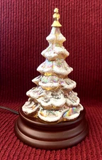 FROSTED Glass Light Up Christmas Tree Table Lamp Decor