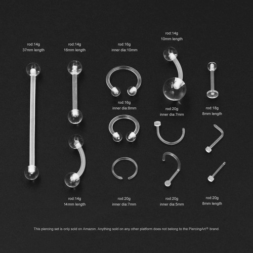 36pcs Plastic Nose Septum Rings for Surgery Clear Tongue Nipple Belly Eyebrow... - Picture 3 of 7