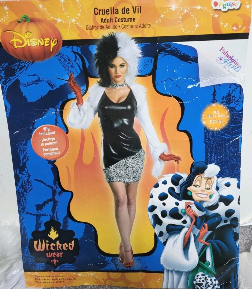 Disfraz de Halloween Disney Cruella de Vil Adulto S (4-6) con Peluca, Guantes y Borde de Piel Foto 2 de 4