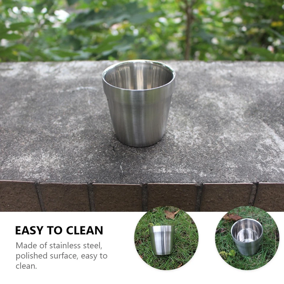 2pcs Edelstahl Wein Becher Wasser Becher Weinglas Camping BBQ Picknick Tasse - Bild 2 von 4