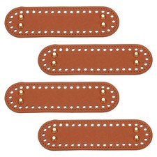 4Pcs 2"x7.1" Oval Leather Crochet Bag Bottom with Holes, Light Brown
