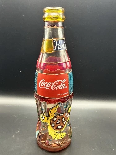 Vintage Coca-Cola International Puerto Rico Hand Painted Bottle Sea Turtle Ocean