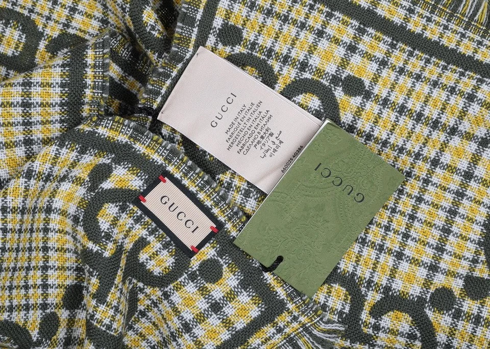 NUEVO GUCCI LUJO 100% LANA JUMBO GG NUCA BUFANDA ENVOLTURA Foto 4 de 4