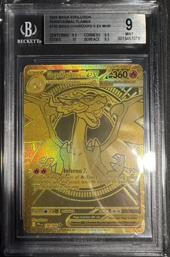 Mega Charizard X EX 130/094 MHR Phantasmal Flames BGS 9 With Sub Grades