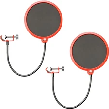 Deco Gear 2-Pack Professional Pop Filter Microphone Wind Screens with Goose Neck