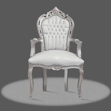 Barock stuhl weiß silber Esstisch modern schick repro look klassich style luxus