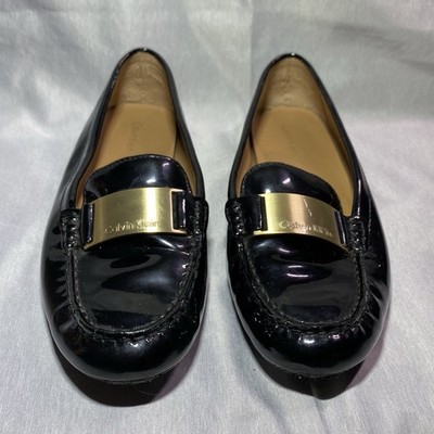 Calvin Klein Lisette Women's Size 8 Black Patent Leather Loafers Driving Mocs