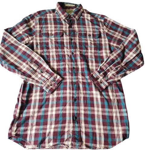 L.L. Bean Shirt Mens Medium Tall Traditional Fit Plaid Long Sleeve Style 285286