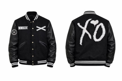 XO weeknd Style Varsity Jacket Leather Sleeves for Fans