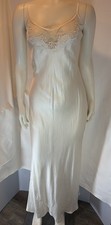 VICTORIA's SECRET Silk Bridal Maxi Slip Dress Ivory Medium Y2K Pearl Lace Mesh