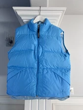 Womens L L Bean Reversible Down Puffer Vest Blue Size M