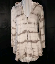 Blue Saks Fifth Avenue Sweat Shirt Women Size XL Cream Color Stretch Hoodie Boho