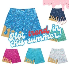 Baseball Ice Cream Drip Hawaii Shorts Boys Custom Youth Sports Team Gift