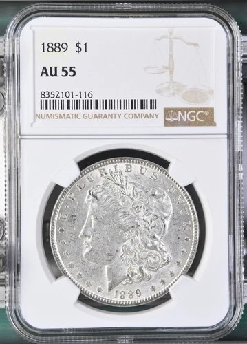 1889 Morgan Silver Dollar $1 NGC AU55