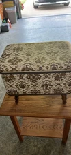 VTG  Redmon Large Sewing Box Wood Legs Ottoman Footstool MCM Display Made USA