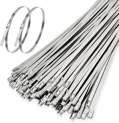 JNBGTU Strong Stainless Steel Marine Grade Metal Cable Ties Zip Tie Wraps Exhaust Heat