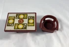 Vintage Fisher Price Little People House Furniture Table Chair Brown Square 70s