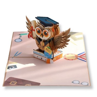 3D Card Owl Pop-Up Graduation Card for Congratulations on Passing Exam
