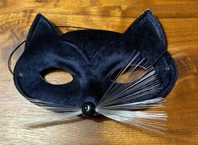 Weiche, lang tragbare, schwarze Katzenmaske für Kinder - Bild 1 von 2
