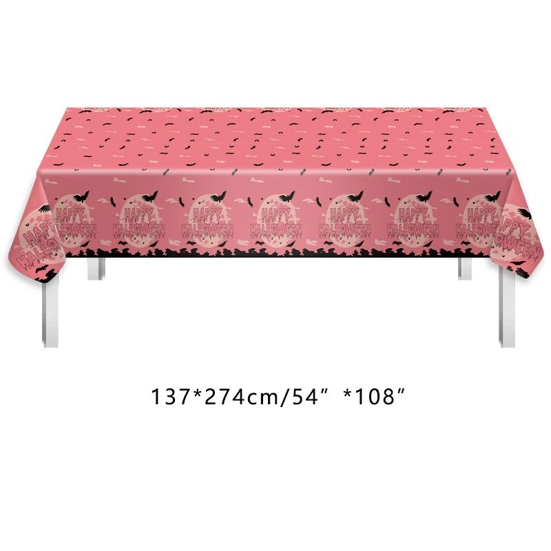 Juego de vajilla de fiesta de Halloween de 227 piezas platos de cena de festival fantasma rosa de papel Foto 4 de 4