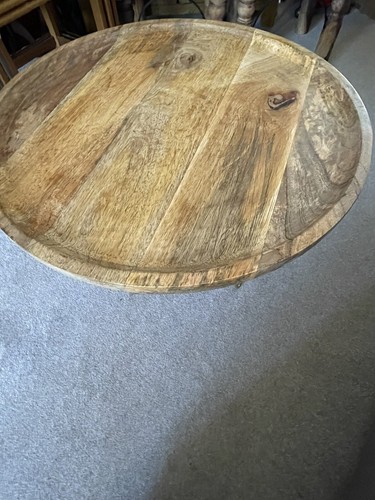 Contemporary Large Solid Beech Side or Occasional Table on Hair Pin Legs - Picture 4 of 4