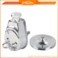 Chrome Saginaw Style Power Steering Pump+Single Groove Pulley For SBC BBC Chevy