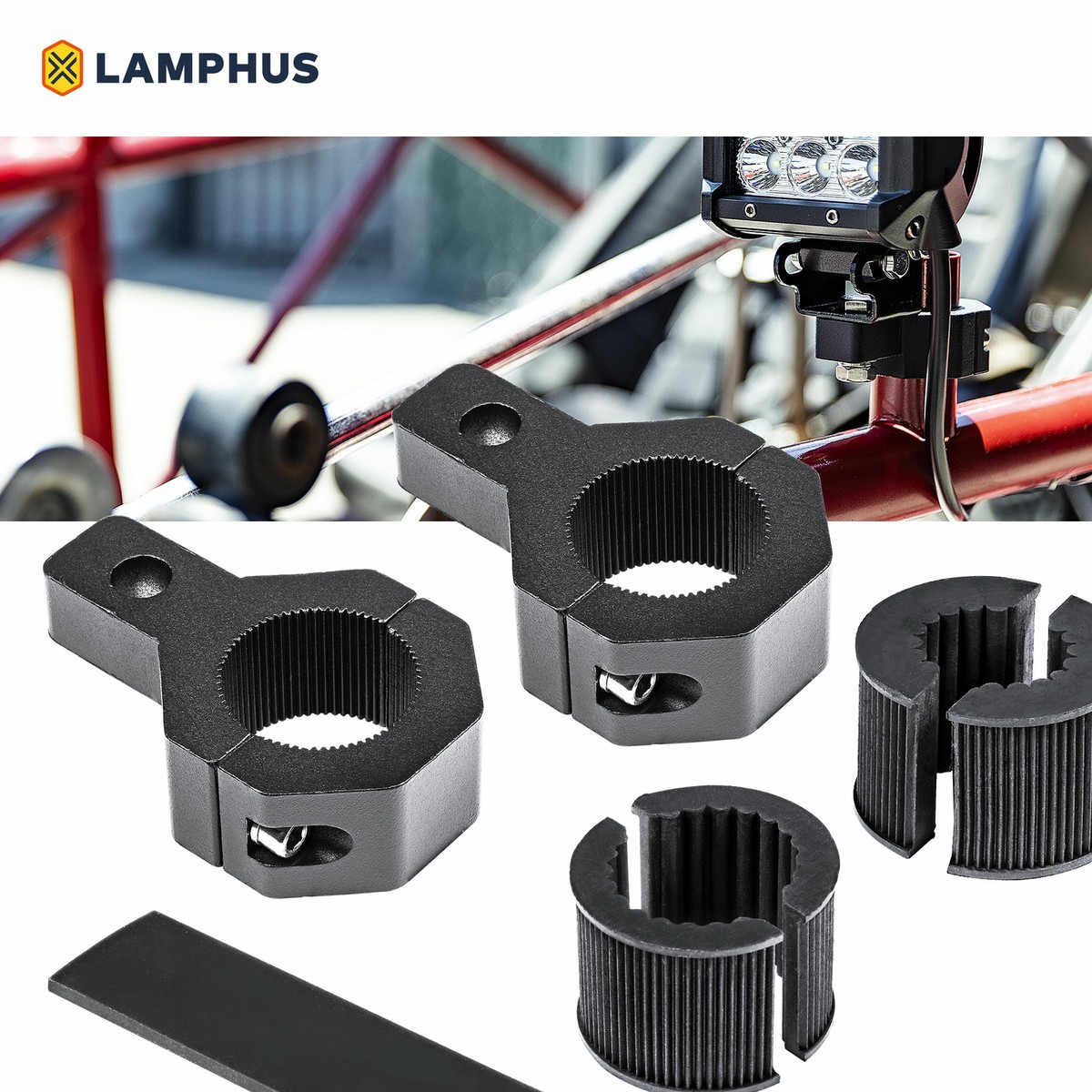 2pc Vertical 0.75/1/1.25 ATV UTV Off-Road Light Bar Clamp Mounting Bracket Kit