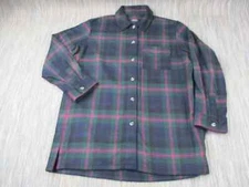 A.P.C Shirt Mens 40 Large Plaid Flannel Cotton Blend Check Blue Flannel