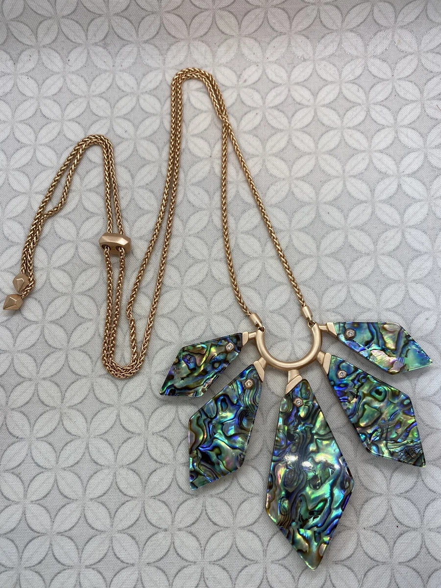 Elisa Gold Extended Length Pendant Necklace in Iridescent Drusy | Kendra  Scott