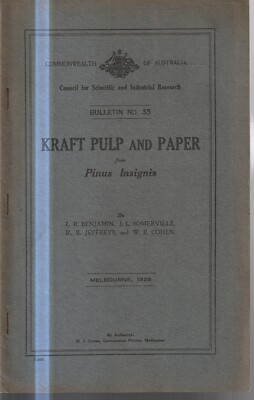 MEMORABILIA ,SCIENCE , KRAFT PULP AND PAPER , AUSTRALIA 1928 , PINUS INSIGNIS