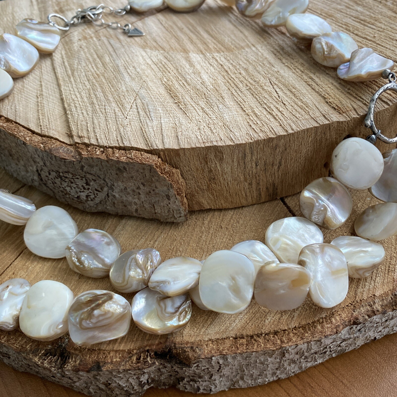 Silpada Sterling Silver Iridescent Mother of Pearl Shell Swag Necklace N1825