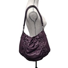 Tosca Blu Purple Leather Twisted Handle Shoulder Bag 