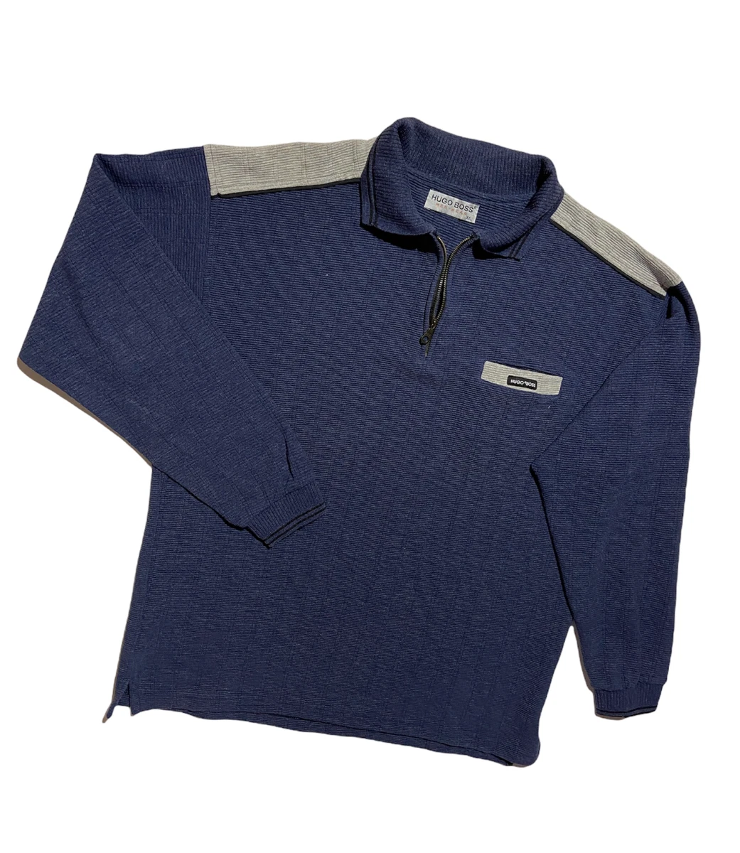 Men s Vintage Hugo Boss Pullover Sweater 1 4 zip Size XXL