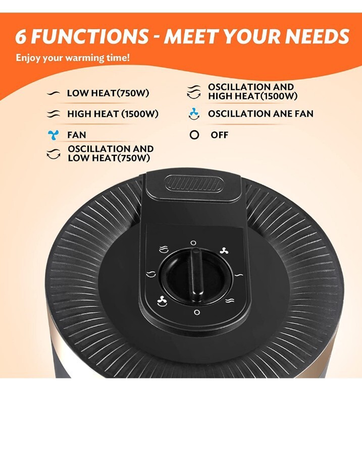 YurDoca Electric Heater,Ceramic,Electric 750/1500W Fast Heat-up Auto  Oscillation | eBay