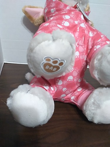 Build A Bear Promise Pets Brown + White Puppy Dog Plush w Pink Paw Print Hoodie - Picture 16 of 19
