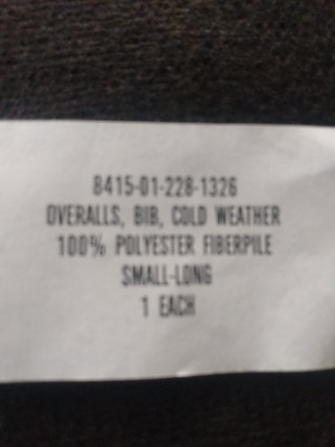 US Military Overalls Bibs Mens Small Long Brown Sherpa Outdoor Cold Weather NOS - Picture 4 of 7