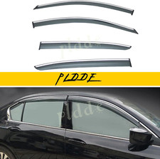 4Pcs Smoke Tint with Chrome Trim outside Mount Tape On/Clip on Style PVC Sun Rai