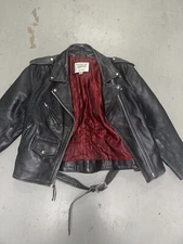 OPEN ROAD WILSONS L LEATHER JACKET RED SATIN LINING 