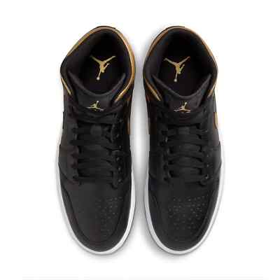 Nike Air Jordan 1 Mid Black / Metallic Gold DQ8426-071 Men's US4